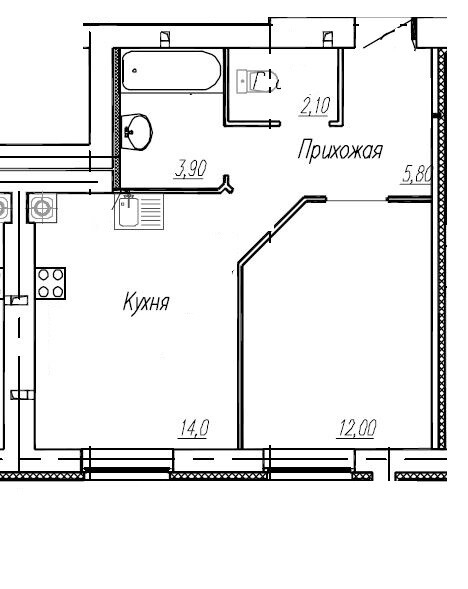 Однокомнатная квартира № 1, 39,3 м² в ЖК «Майские зори 4»